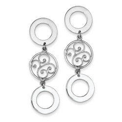 3 Circle with Filigree Dangle Earrings in 925 Sterling Silver