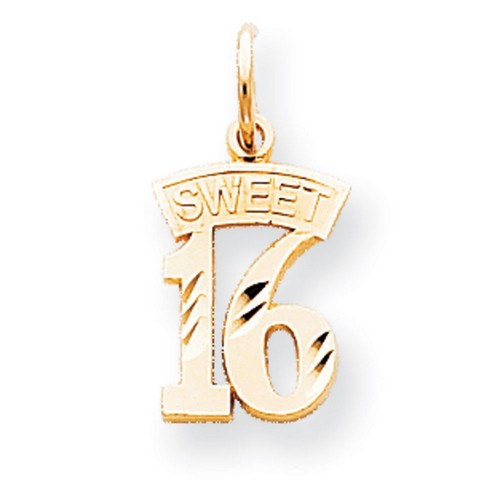 10k Yellow Gold Sweet 16 Charm 20x11mm