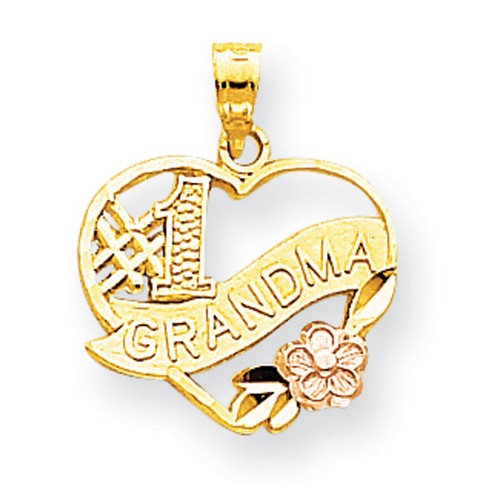 10k Yellow Gold #1 Grandma Heart Charm 20x16mm