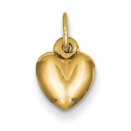 14k Yellow Gold Puffed Heart Charm 9x9 mm 0.33 gr