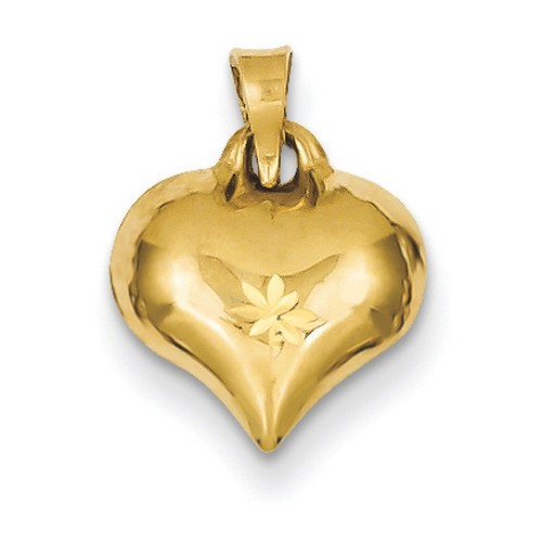 14k Yellow Gold Puffed Heart Charm 10x12 mm 0.4 gr