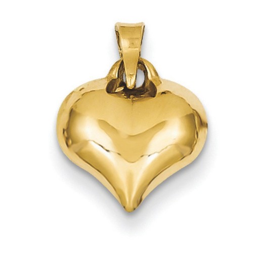 14k Yellow Gold Puffed Heart Charm 10x12 mm 0.45 gr