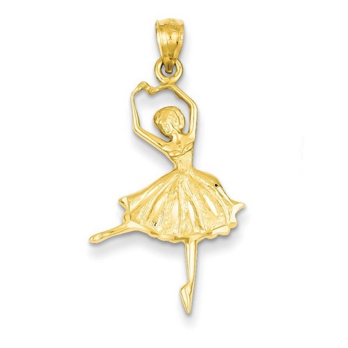 14k Yellow Gold Dancing Ballerina Pendant 26x17 mm 1.22 gr *** Made in USA