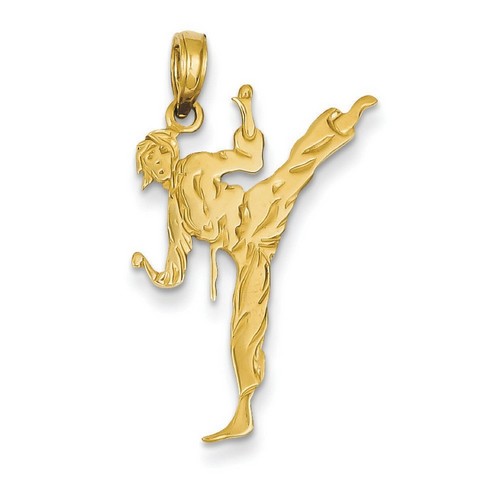 14k Yellow Gold Karate Kicker Pendant 22x27 mm 1.09 gr *** Made in USA