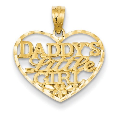 14k Yellow Gold Daddys Little Girl Heart Pendant 16x19 mm 1.09 gr ** Made in USA