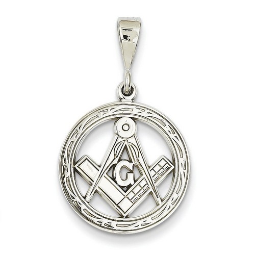 14k White Gold Flat-Backed Small Masonic Charm 19x18 mm 2.27 gr *** Made in USA