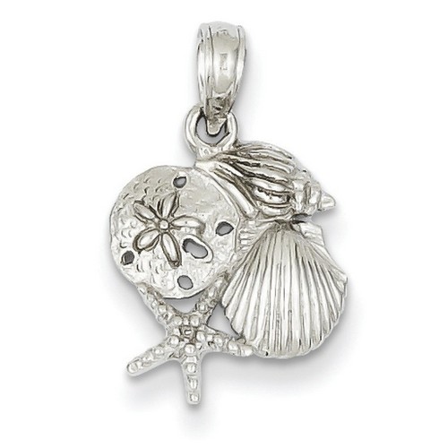 14k Yellow Gold Four Shell Mini Cluster Pendant 14x13 mm 0.99 gr *** Made in USA