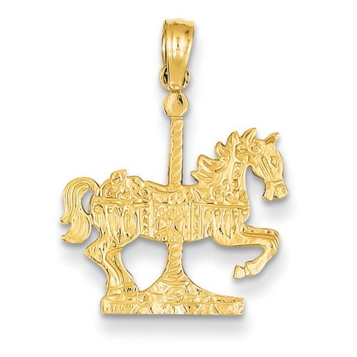 14k Yellow Gold Carousel Horse Pendant 17x17 mm 1.22 gr *** Made in USA