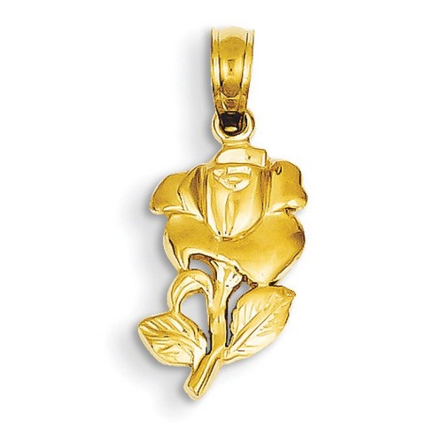 14k Yellow Gold Rose Pendant 14x9 mm 0.58 gr *** Made in USA