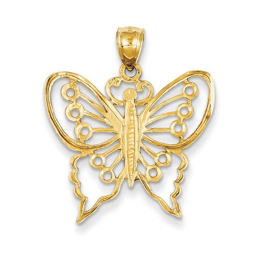 14k Yellow Gold Butterfly Pendant 22x24 mm 1.39 gr *** Made in USA