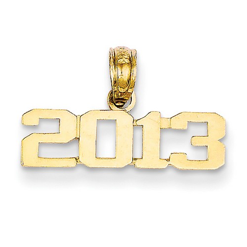 14k Yellow Gold Block 2013 Graduation Pendant 5x20 mm 0.58 gr *** Made in USA