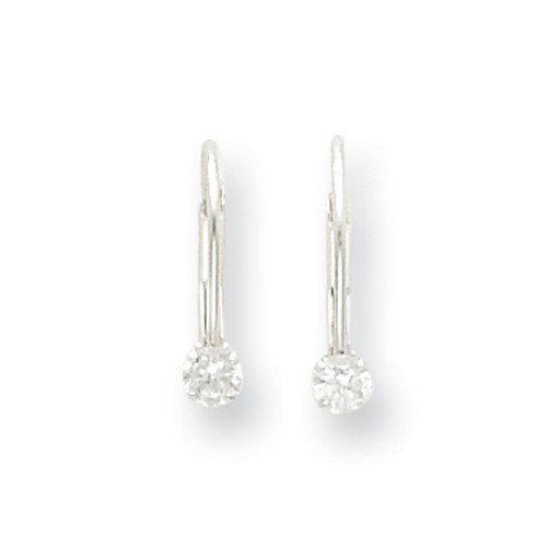 14k White Gold Madi K Children's Leverback 3mm CZ Earrings