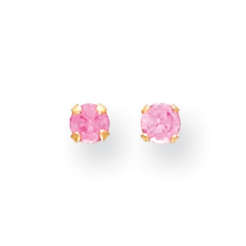 14k Yellow Gold Childrens 3mm Synthetic October Birthstone Earrings 3x3 mm