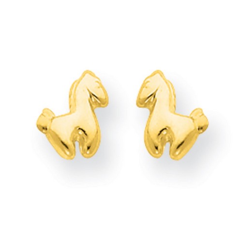 14k Yellow Gold Madi K Childrens Pony Screwback Earrings 10x5 mm