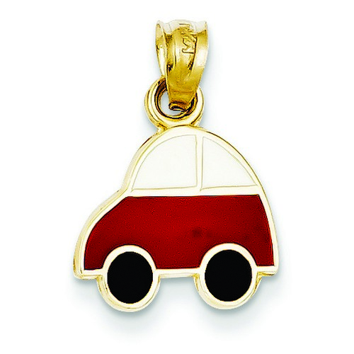 14k Yellow Gold Enameled Car Pendant 12x13 mm 1 gr *** Made in USA