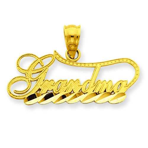 14k Yellow Gold Diamond Cut Grandma Charm 12x28 mm 1.23 gr *** Made in USA