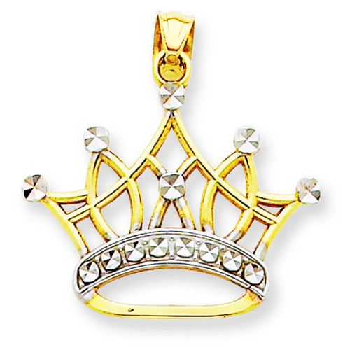 14k Yellow Gold Crown Pendant 18x22 mm 0.91 gr *** Made in USA