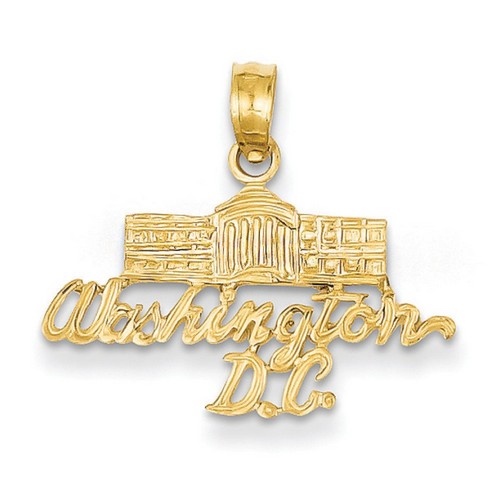 14k Yellow Gold Washington D.C. White House Pendant 13x22 mm 0.98 gr Made in USA