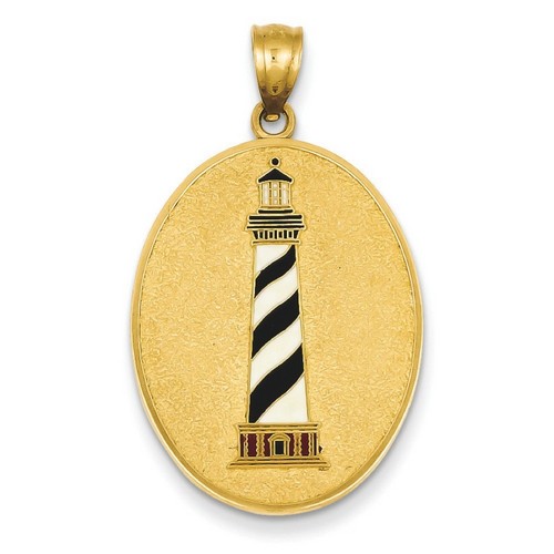 14k Yellow Gold Lighthouse Verse on back of Pendant 28x22 mm 3.97 gr Made in USA