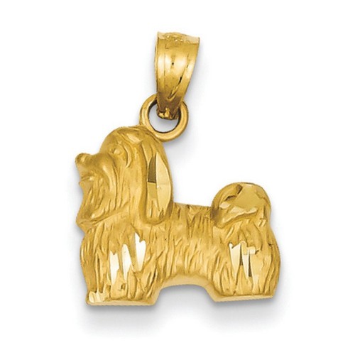 14k Yellow Gold Diamond-cut Shih Tzu Pendant 13x13 mm 1.24 gr *** Made in USA