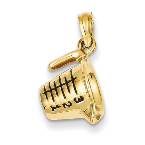 14k Yellow Gold 3-D Black Measuring Cup Pendant 10x11 mm 2.84 gr *** Made in USA