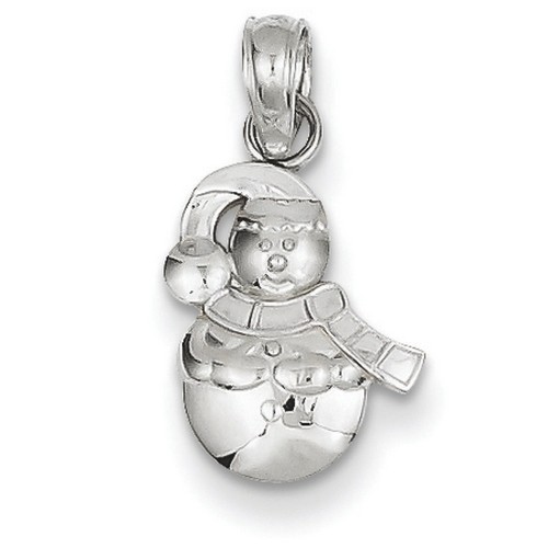 14k White Gold Satin Snowman Charm 12x8 mm 0.54 gr *** Made in USA