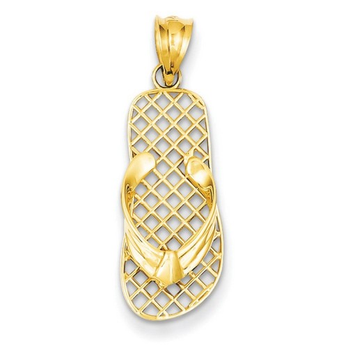 14k Yellow Gold Mesh Flip flop Pendant 22x10 mm 1.21 gr *** Made in USA