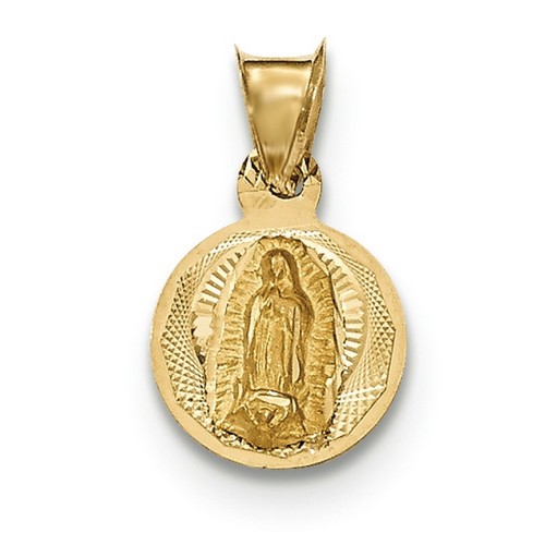 14k Polished Yellow Gold Our Lady of Guadalupe Round Miniature Pendant 17x12mm