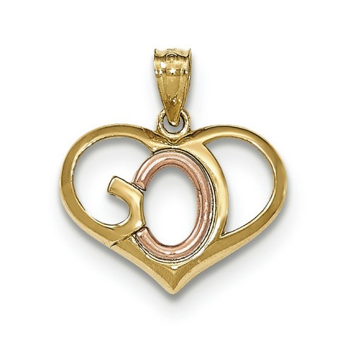 14k Two-Tone Yellow And Rose Gold God Symbol Heart Shaped Pendant 18x18mm 0.82gr