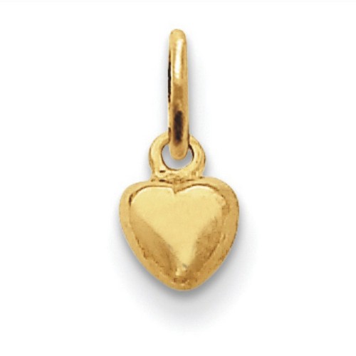 14k Yellow Gold Solid Plain Puffed Heart Charm 6x6 mm 0.72 gr *** Made in USA