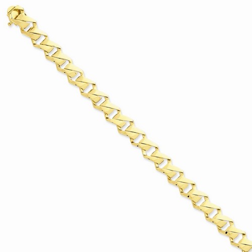 10 mm Polished Mens Fancy Curb Chain in 14k Yellow Gold - 8 Inch