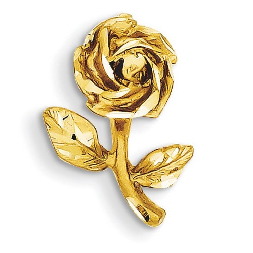 14k Yellow Gold Rose Charm 18x11 mm 1.43 gr