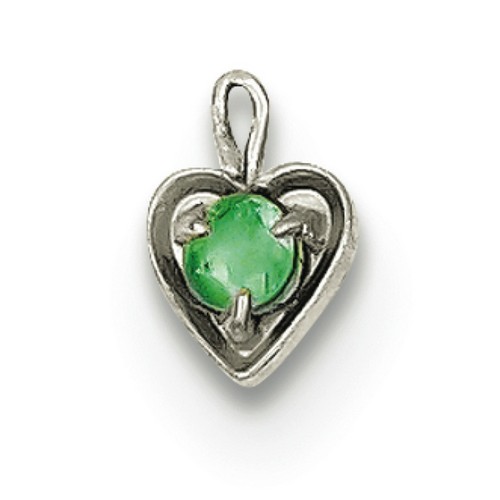 14k White Gold May Synthetic Birthstone Heart Charm Pendant