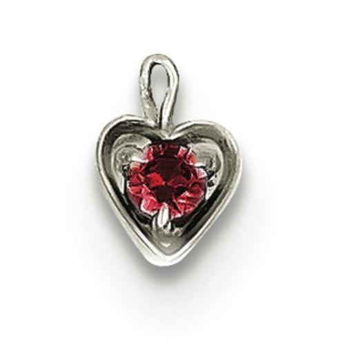 14k White Gold July Synthetic Birthstone Heart Charm 7x5mm