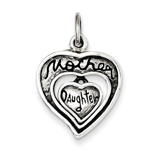 Antique Mother and Daughter Charm in 925 Sterling Silver