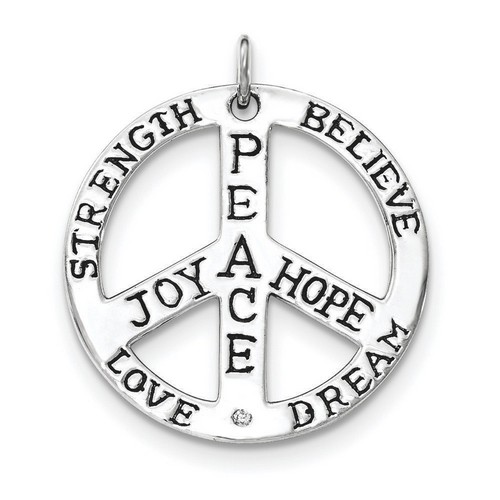 CZ Peace Inspiration Pendant in 925 Sterling Silver  4.53 gr