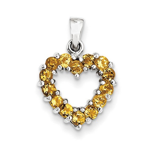 Citrine Heart Pendant 13x13mm in 1.36gr 925 Sterling Silver 0.8ct