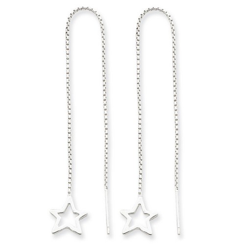 Cut Out Star Threader Earrings in 925 Sterling Silver