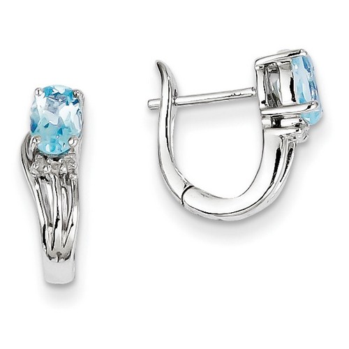 Blue Topaz Baguette Cut Earrings in 925 Sterling Silver 15x4mm 1.61gr 0.44ct