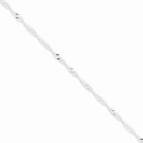 3 mm Singapore Chain Bracelet in 925 Sterling Silver