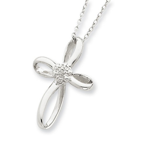 Cross Diamond Necklace in 925 Sterling Silver
