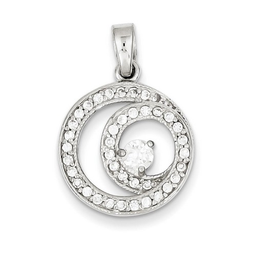 Circle CZ Pendant in 925 Sterling Silver