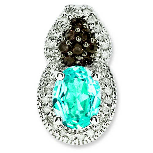 Blue Topaz & Smoky Quartz Pendant 17x10mm 5.25gr Sterling Silver 1.35ct