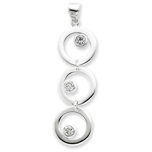 Circle and CZ Pendant in 925 Sterling Silver