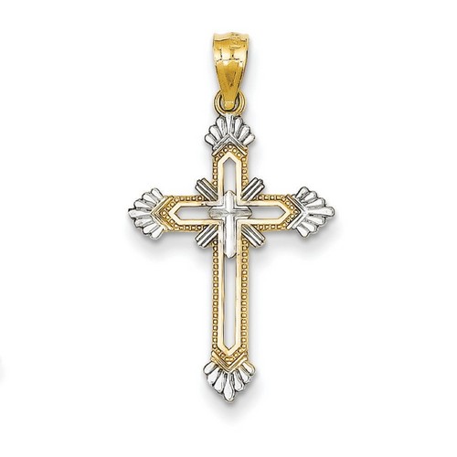14k Yellow Gold Diamond-Cut Passion Cross Pendant 22 x 16 mm *** MADE IN USA