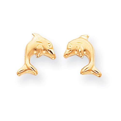 14k Yellow Gold Madi K Childrens Satin Dolphin Earrings 10x8 mm 0.27gr