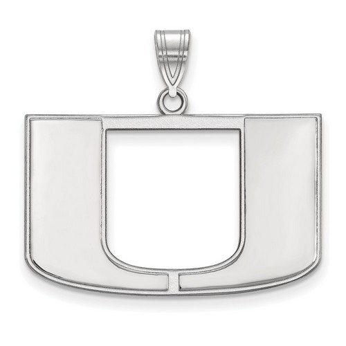 14k White Gold University of Miami Hurricanes School Letter Logo Pendant 20x30mm