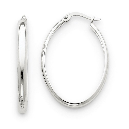 3.5mm Polished Classic Oval Hoop Earrings in Real 14k White Gold 22 mm x 30 mm