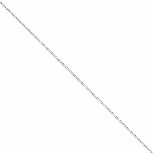 Classic Box Chain Necklace in Real 14k White Gold 1.5 mm x 22 inch