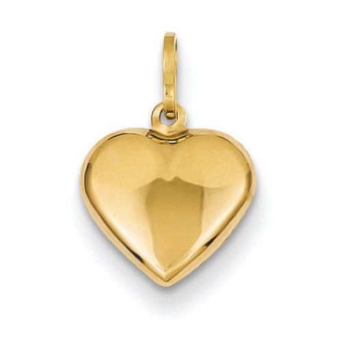 14k Yellow Gold Puffed Heart Charm 9x11 mm 0.24 gr *** Made in ITALY
